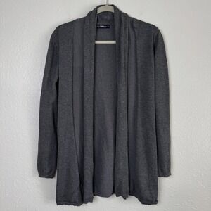 Zara Knit Gray Open Front Shawl Collar Tie Back Cardigan Sweater S